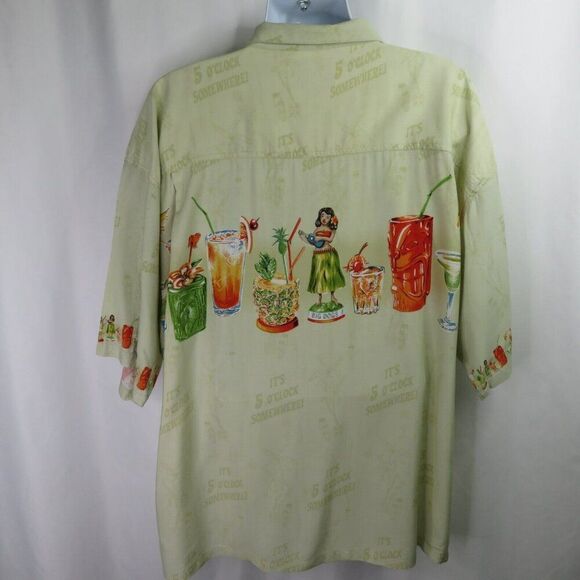 Big Dogs Hula Cocktail Shirt Size 4X Border Print Hawaiian Aloha - Picture 7 of 13